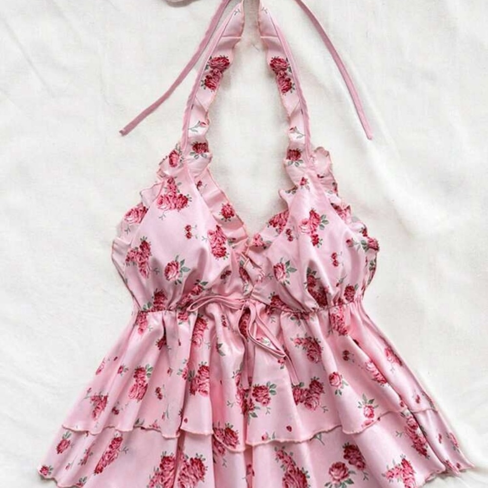 Floral Pink Halter Top